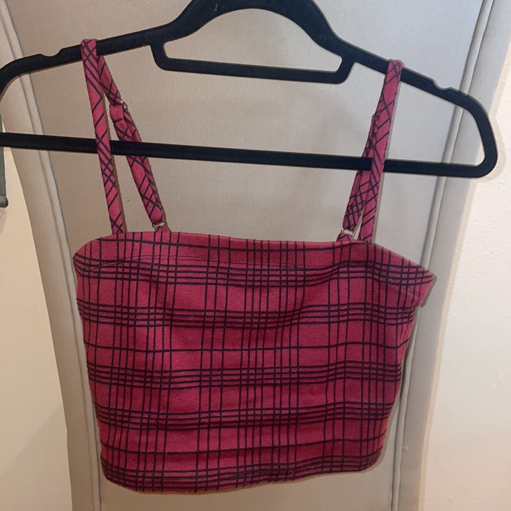 Red Plaid Cropped Tank